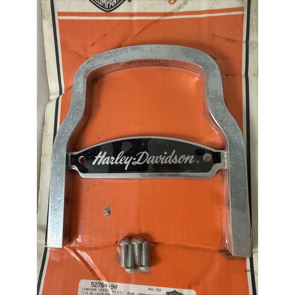 GENUINE OEM Harley-Davidson Upright Sissy Bar Script Logo 52764-90 Vintage